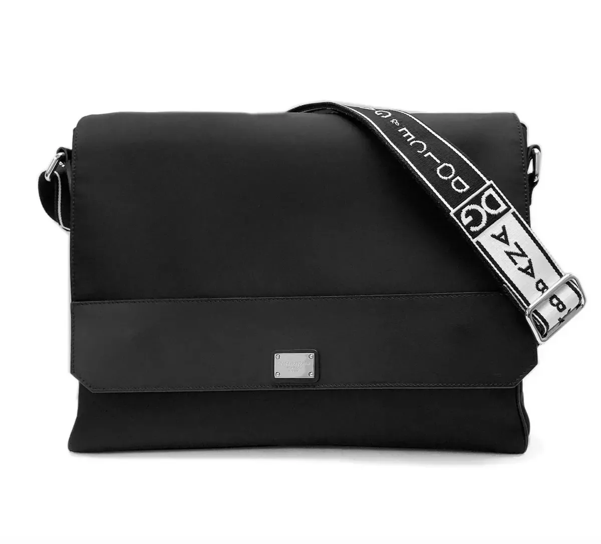 Dolce & Gabbana Men's Elegant Black Nylon Messenger with Calfskin Details