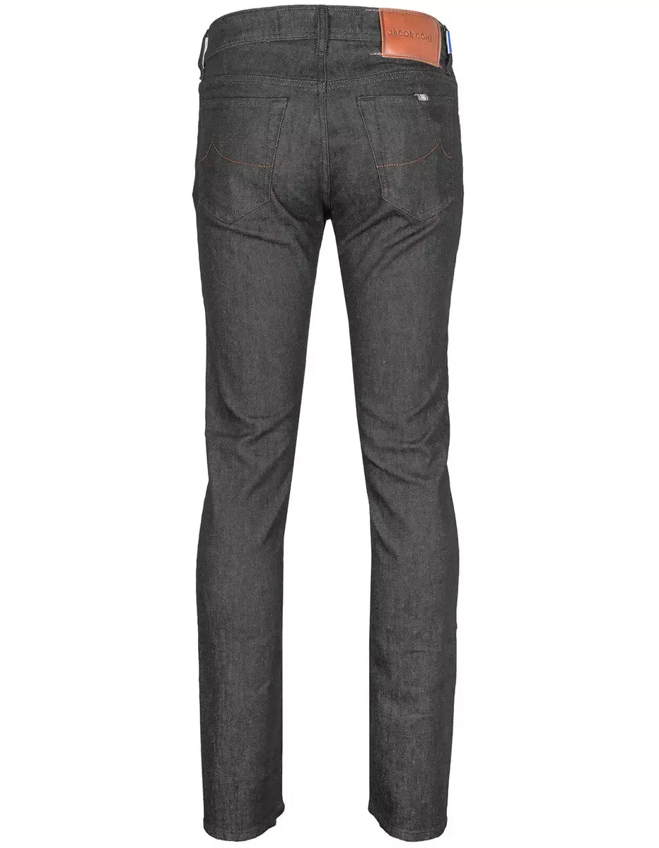 Jacob Cohen Men's Elegant Gray Denim with Brown Leather Accent