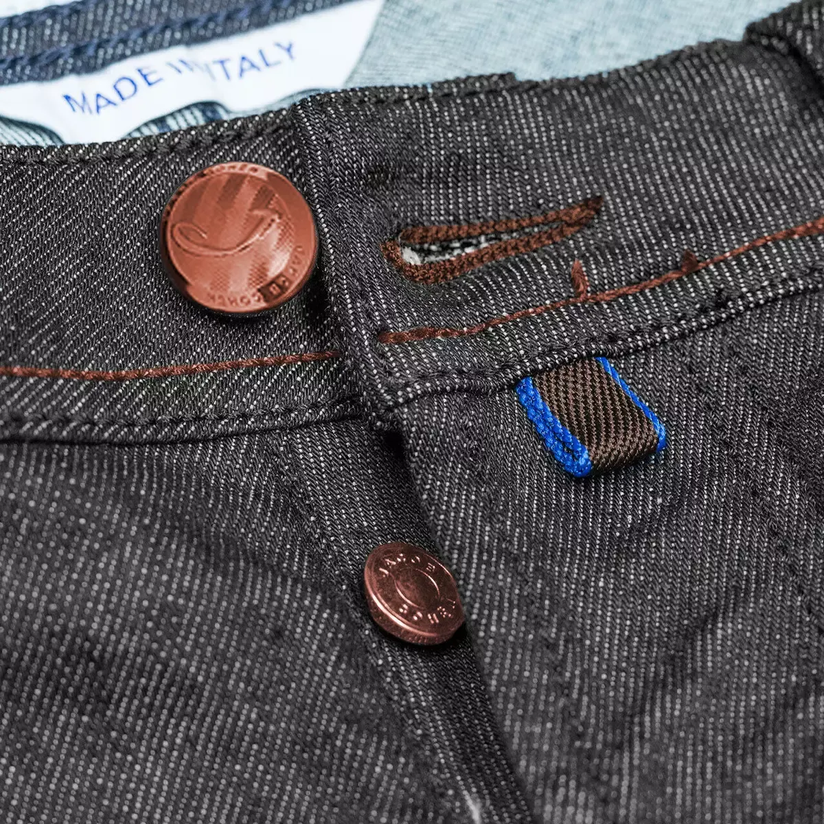 Jacob Cohen Men's Elegant Gray Denim with Brown Leather Accent