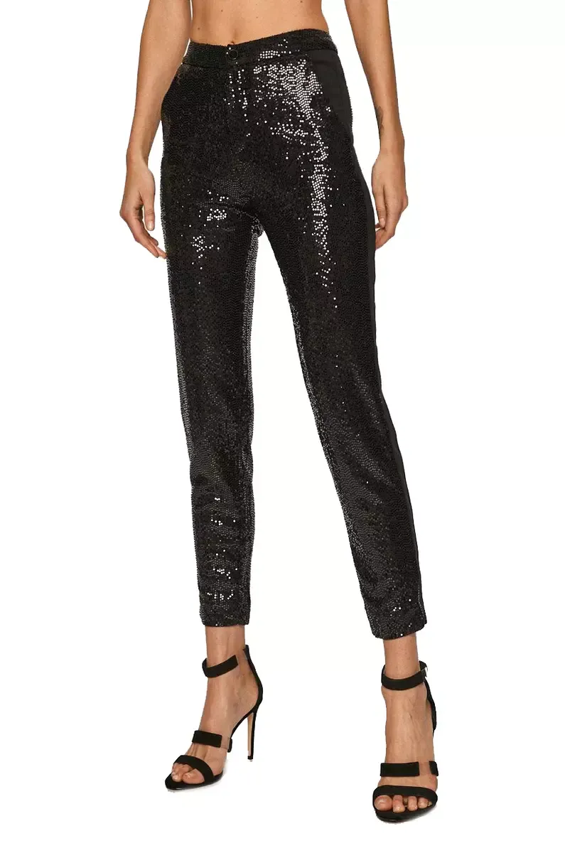 Liu Jo Women's Chic Sequined Black Nylon Pants
