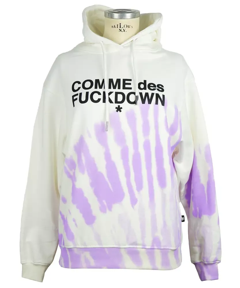 Comme Des Fuckdown Women's Chic Graphic Print Cotton Hoodie - Pristine White