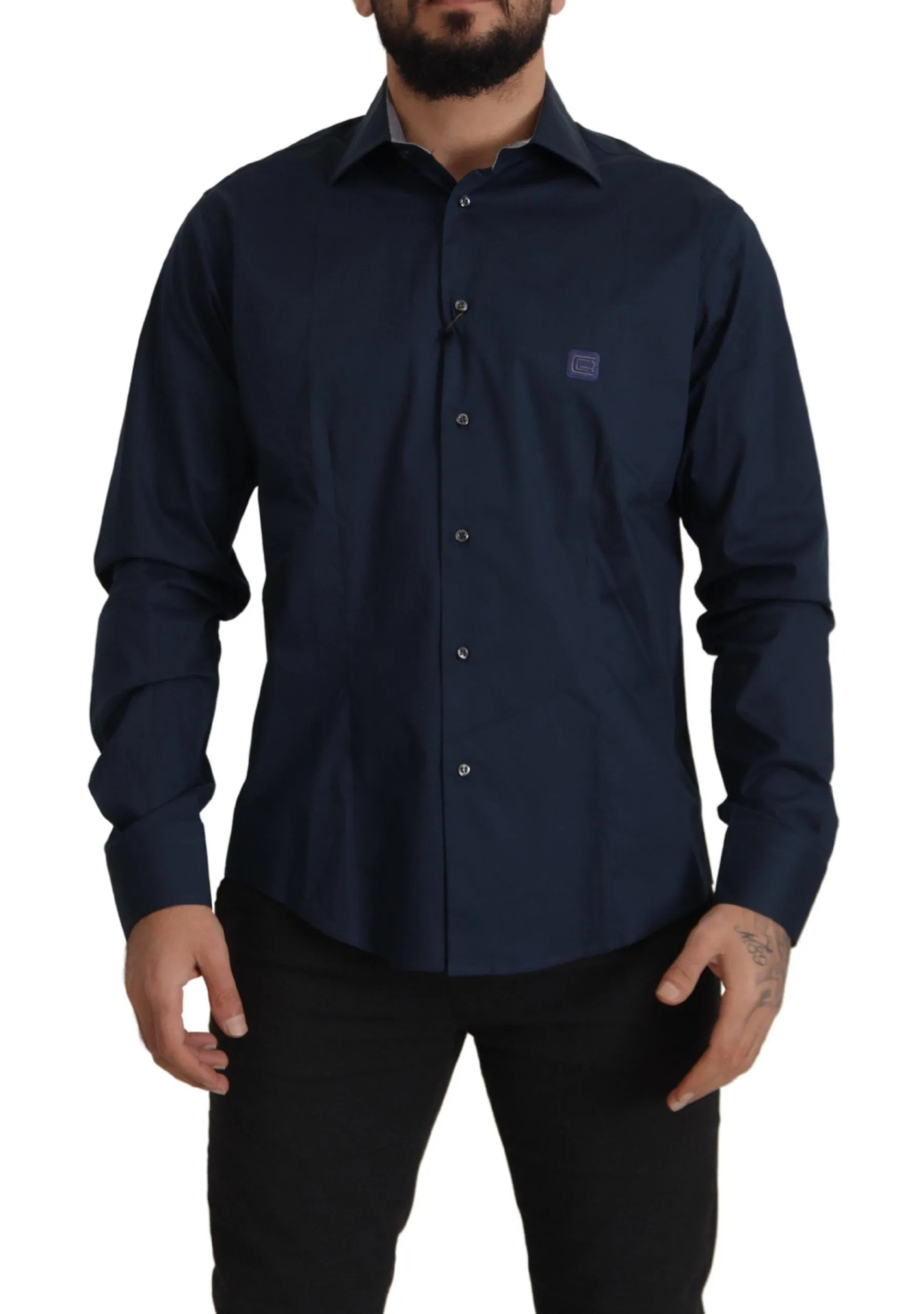 Roberto Cavalli Men's Navy Elegance Cotton Dress Shirt