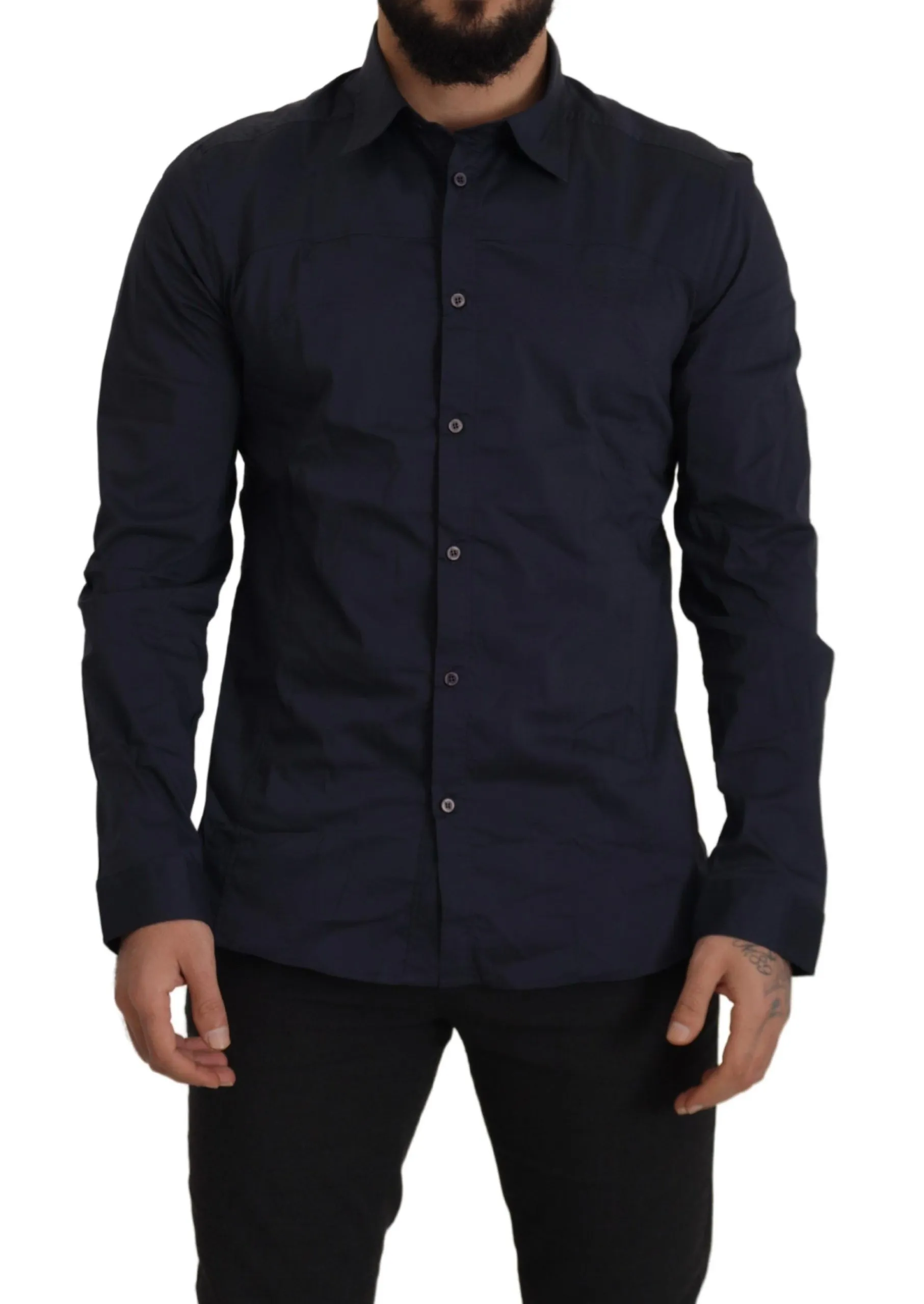 Ermanno Scervino Men's Dark Blue Slim Fit Dress Shirt