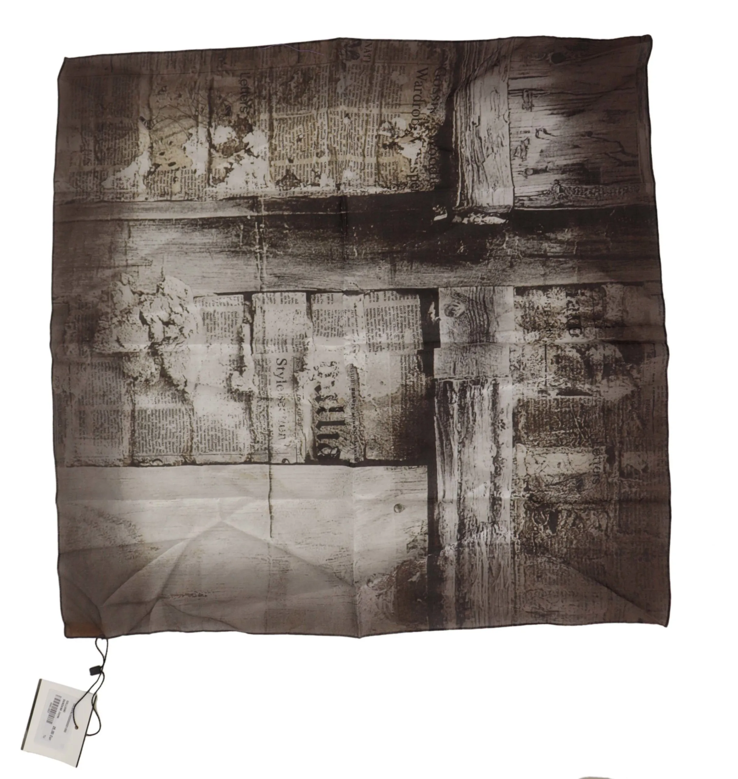 John Galliano Men's Elegant Newspaper Print Cotton Scarf
