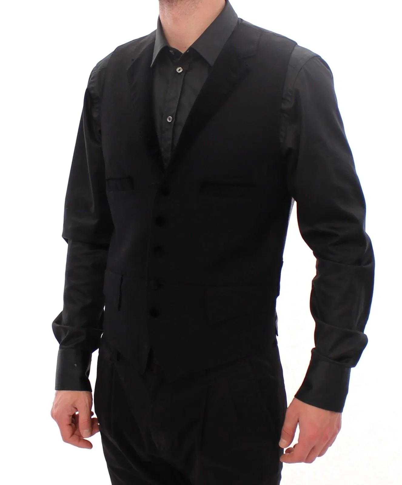 Dolce & Gabbana Men's Black Wool Single Breasted Vest Gilet