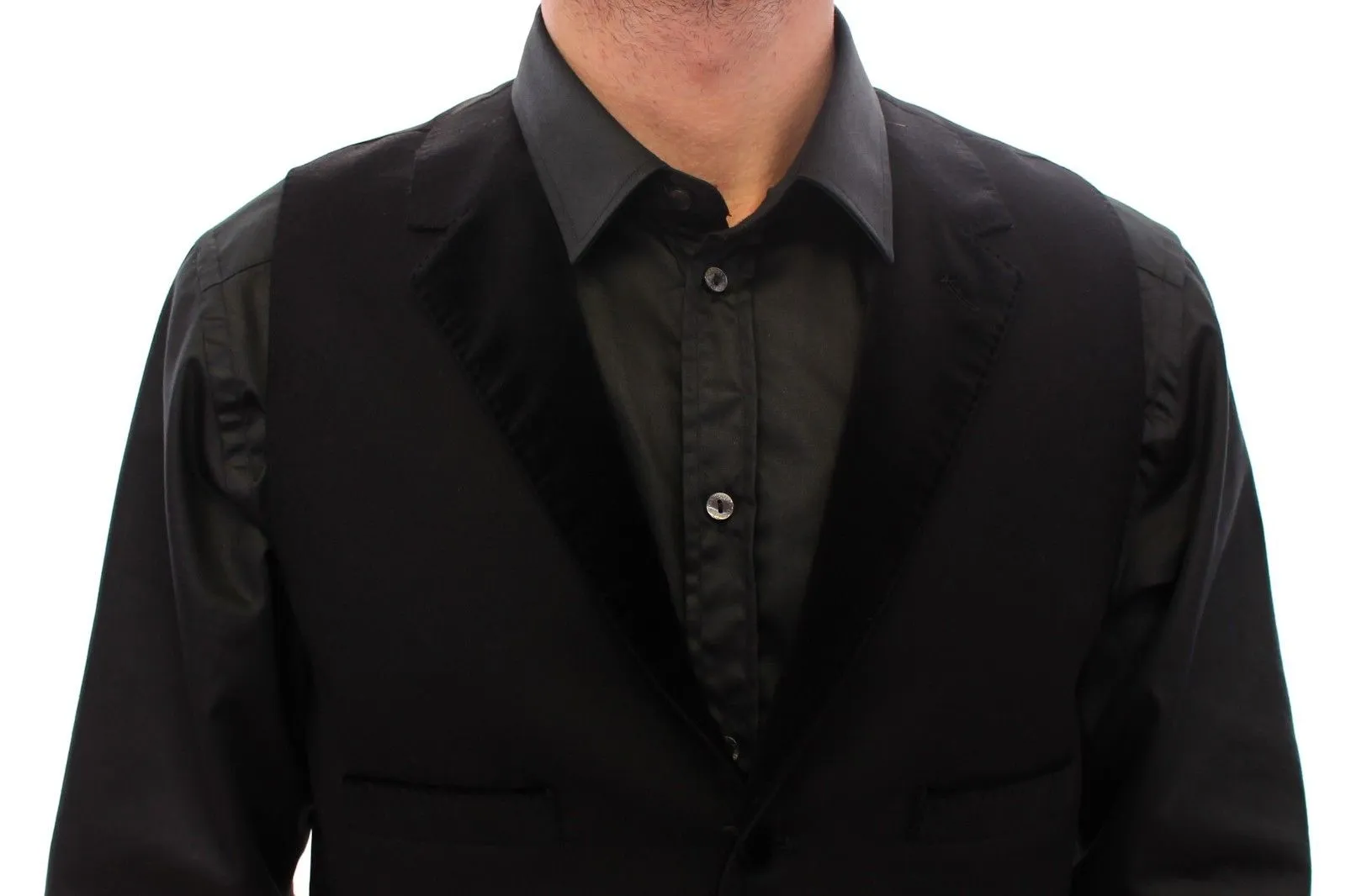 Dolce & Gabbana Men's Black Wool Single Breasted Vest Gilet