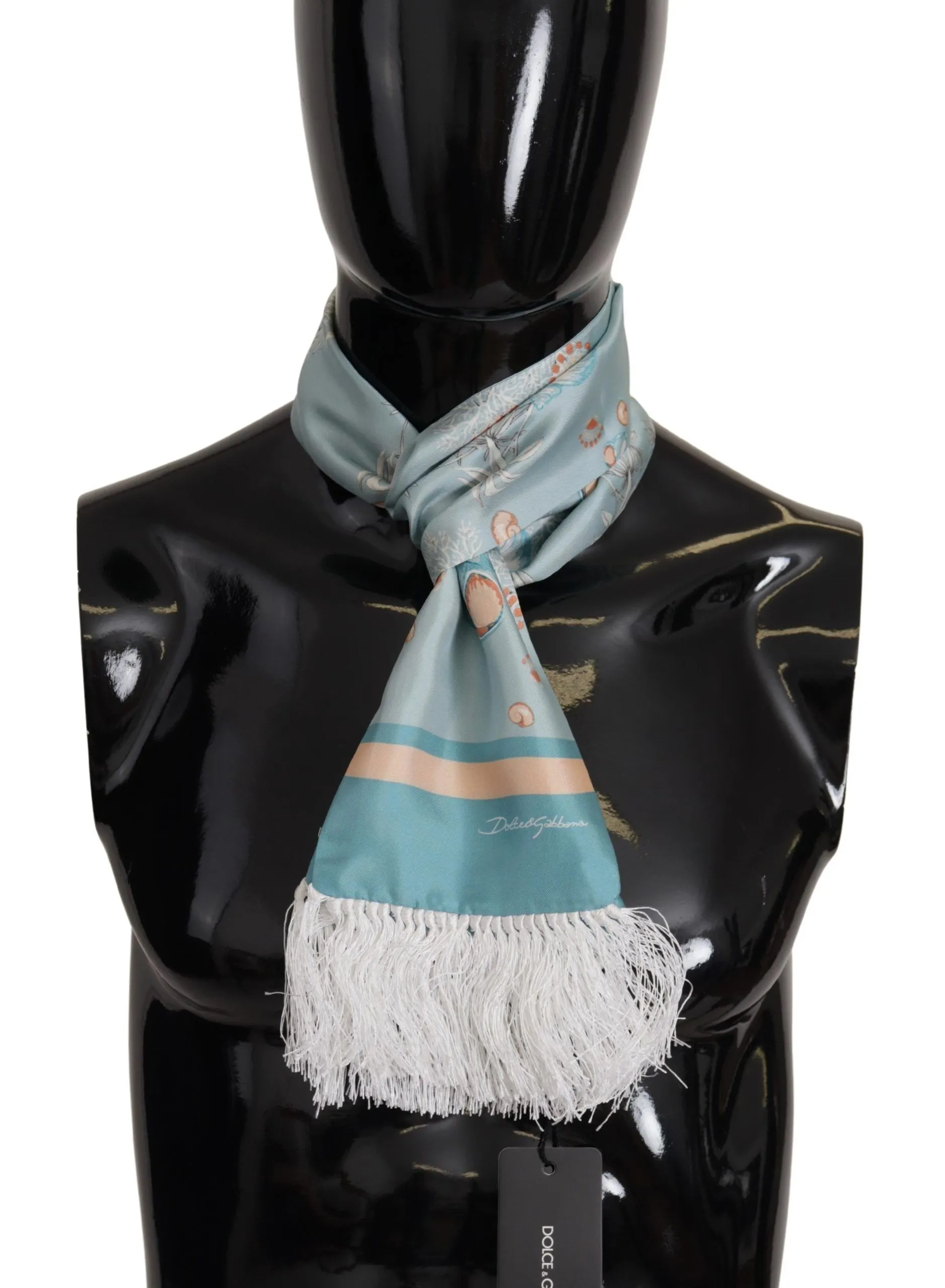 Dolce & Gabbana Men's Elegant Silk Scarf with Shell Motif