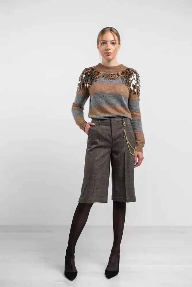 Liu Jo Women's Plaid Bermuda Shorts with Chain Detail
