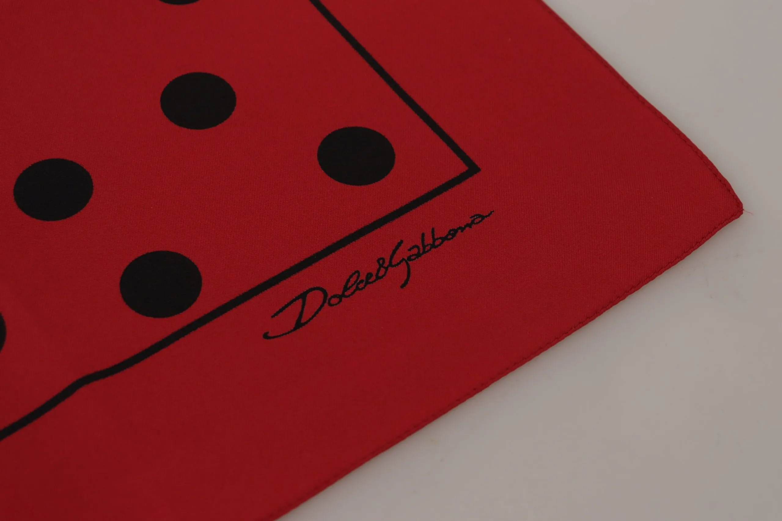 Dolce & Gabbana Men's Elegant Red Polka Dot Silk Square Scarf