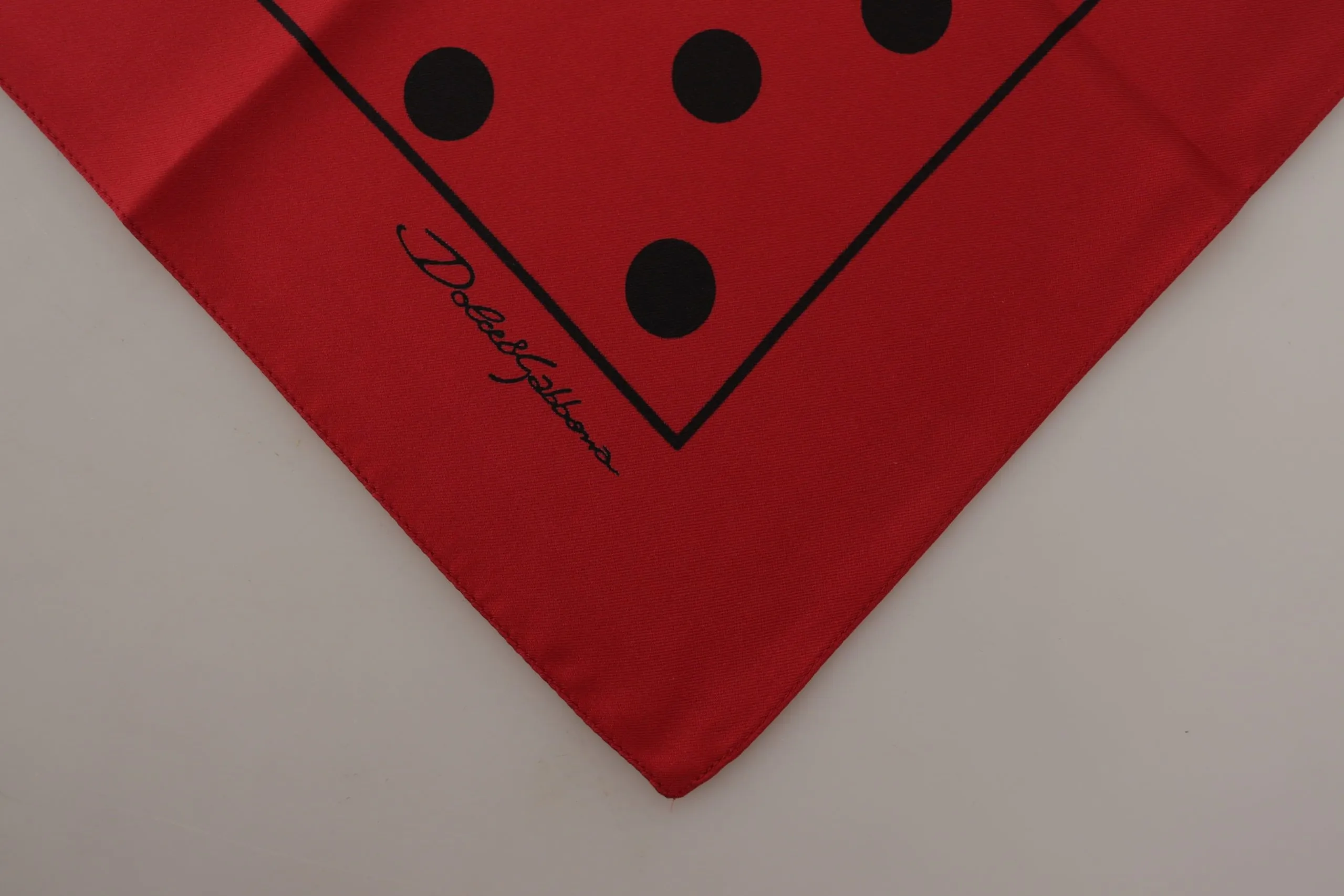 Dolce & Gabbana Men's Elegant Red Polka Dot Silk Square Scarf
