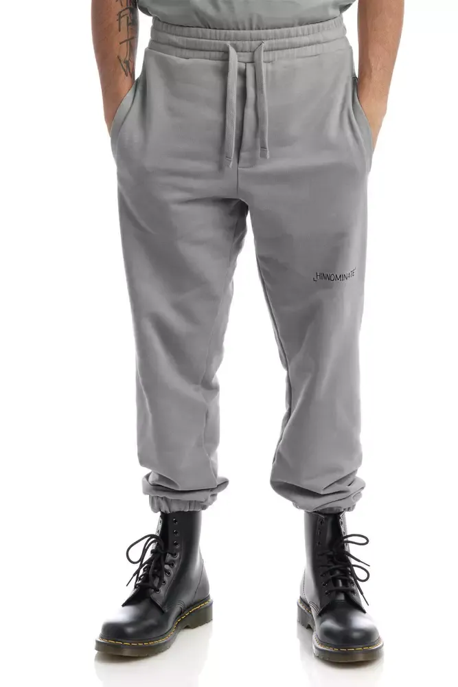Hinnominate Men's Chic Gray Cotton Track Pants with Drawstring