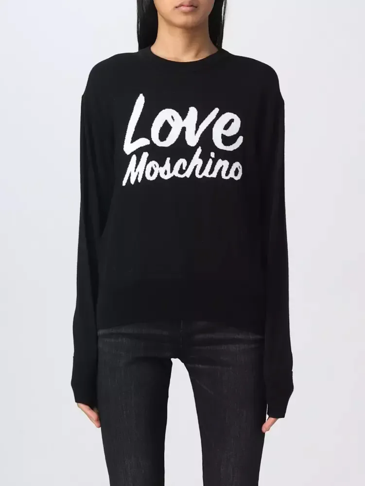 Love Moschino Women's Chic Contrasting Design Black Sweater