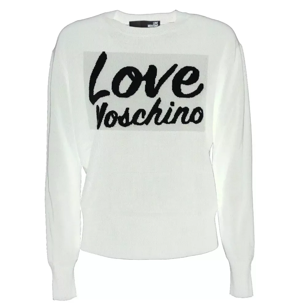 Love Moschino Women's Chic White Contrast Design Sweater