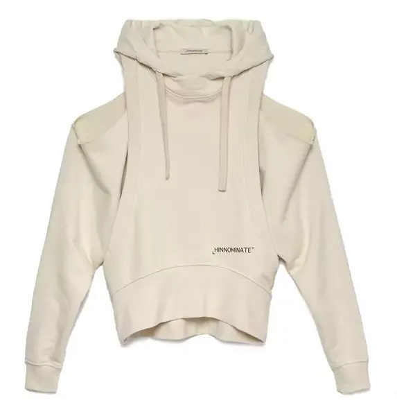 Hinnominate Women's Chic Off-Shoulder Beige Sweatshirt with Hood
