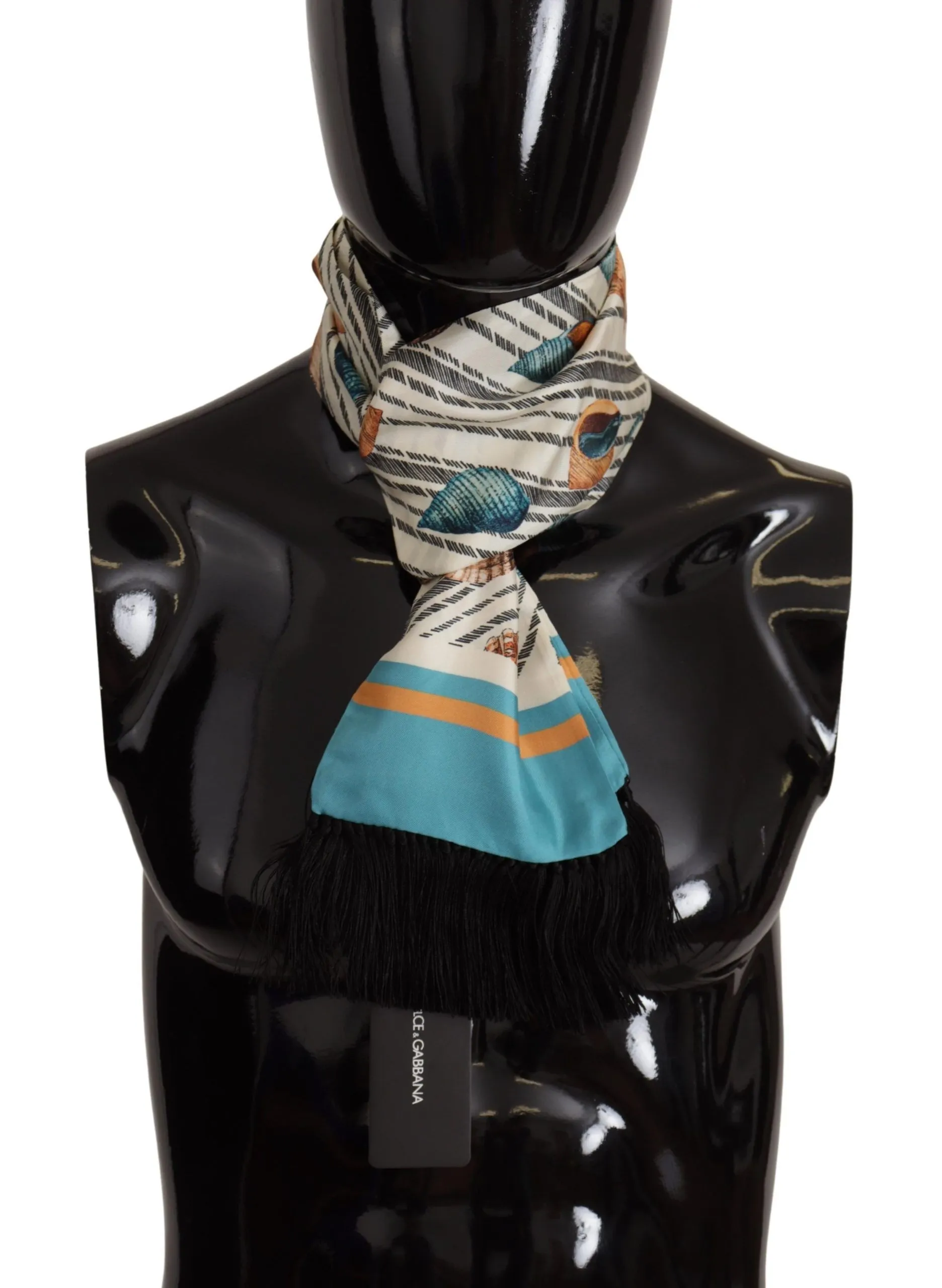 Dolce & Gabbana Men's Multicolor Silk Seashell Printed Scarf