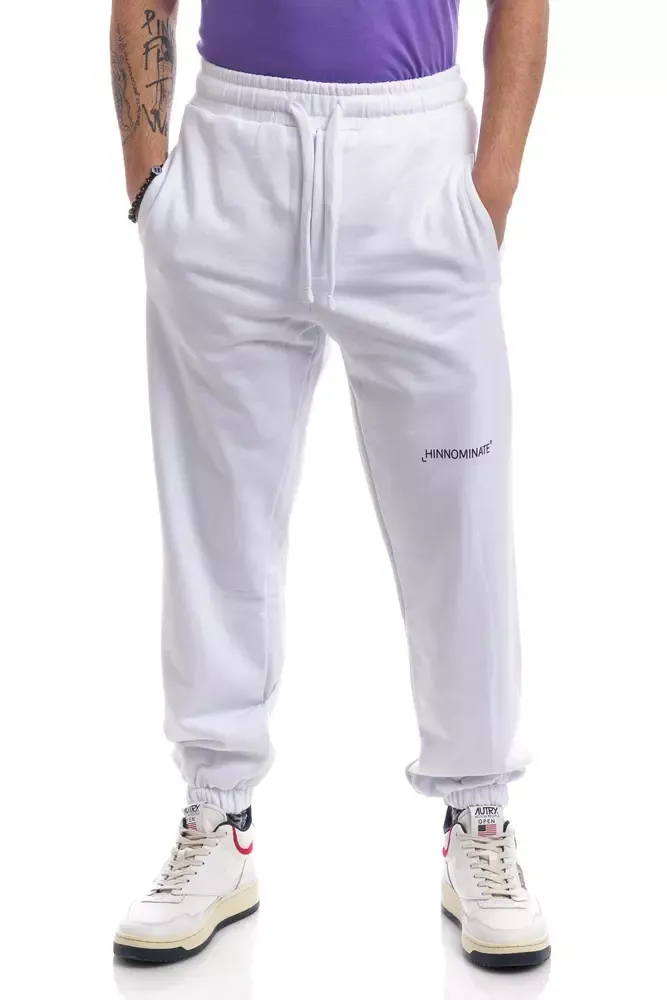 Hinnominate Men's Elegant White Stretch Cotton Trousers with Drawstring