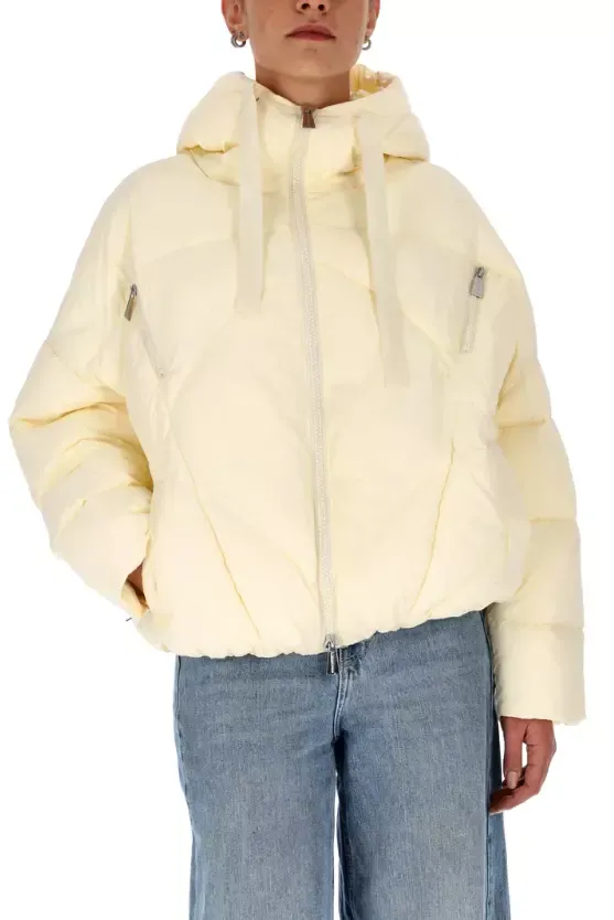 Hinnominate Women's White Oversized Hooded Short Jacket