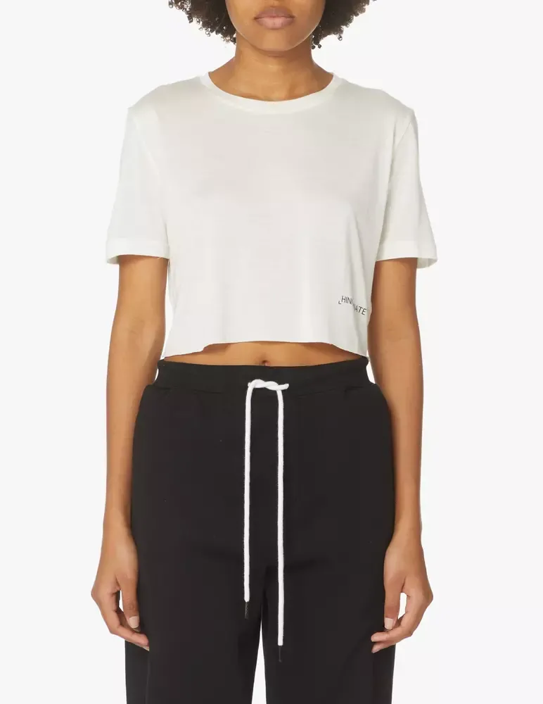 Hinnominate Women's Elegant Raw Cut Modal Tee with Logo Print
