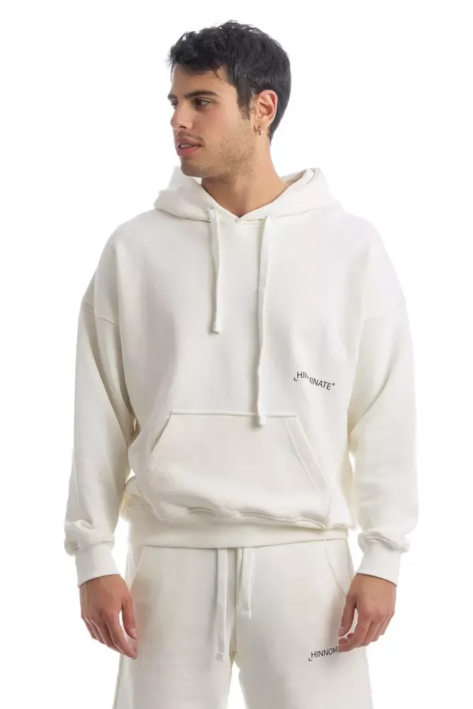 Hinnominate Men's Elevated Casual White Hooded Sweatshirt with Logo
