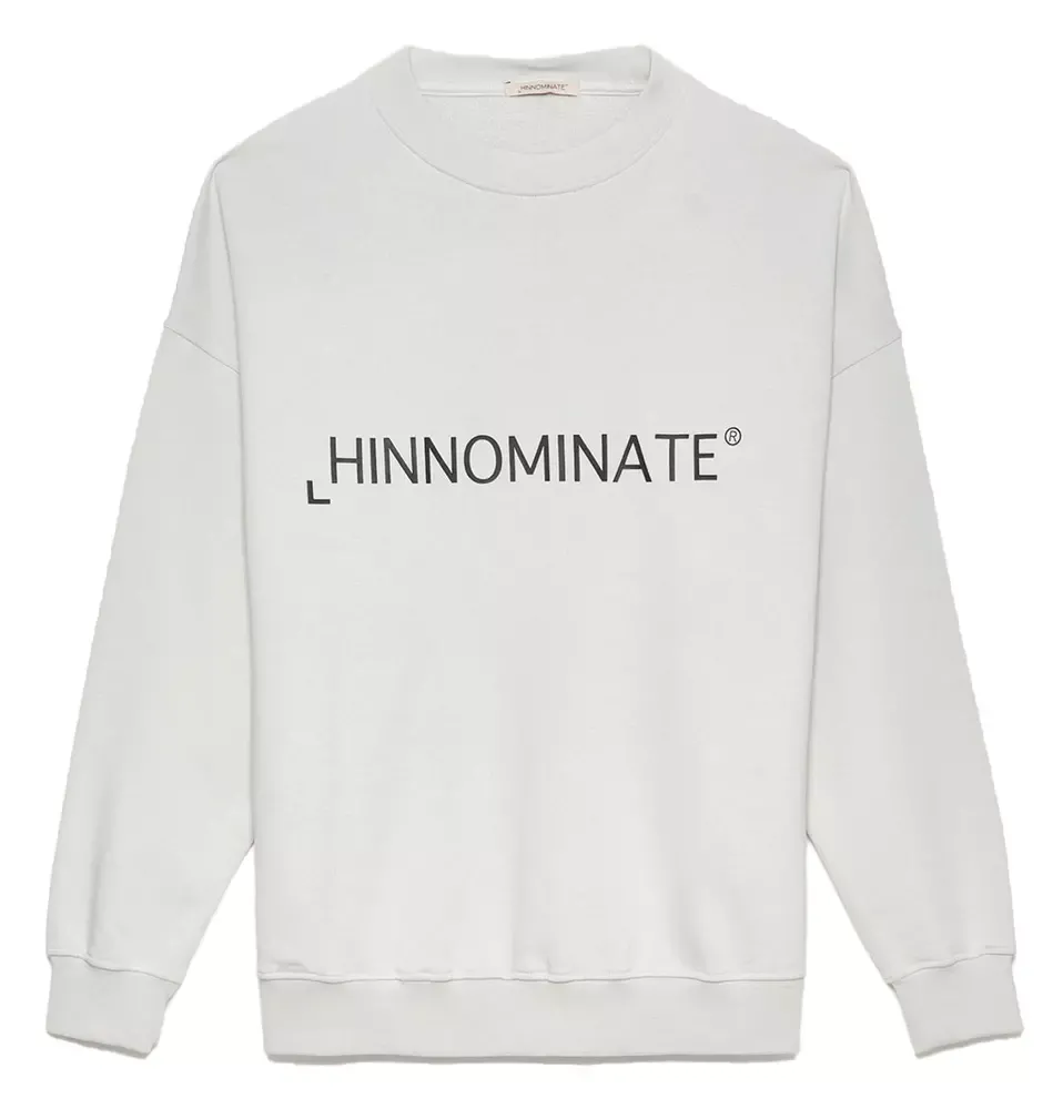 Hinnominate Men's Elevate Your Style: White Crewneck Logo Sweatshirt