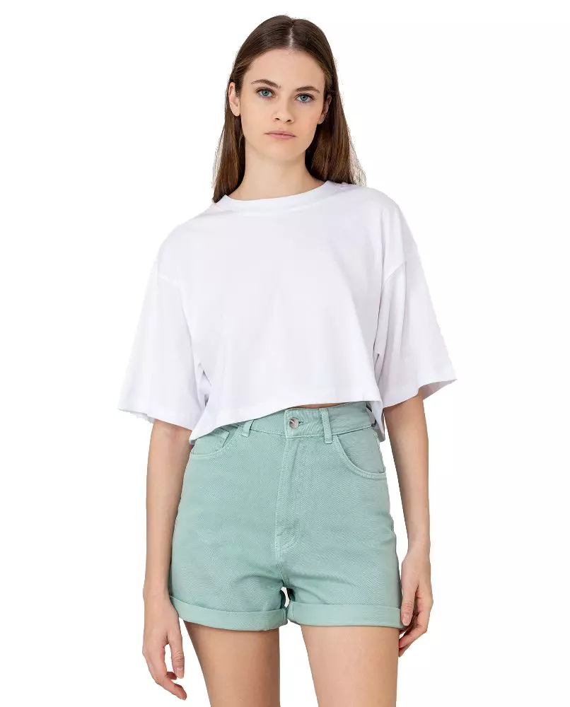 Hinnominate Women's Chic Green Cotton Shorts with Classic Five-Pocket Design
