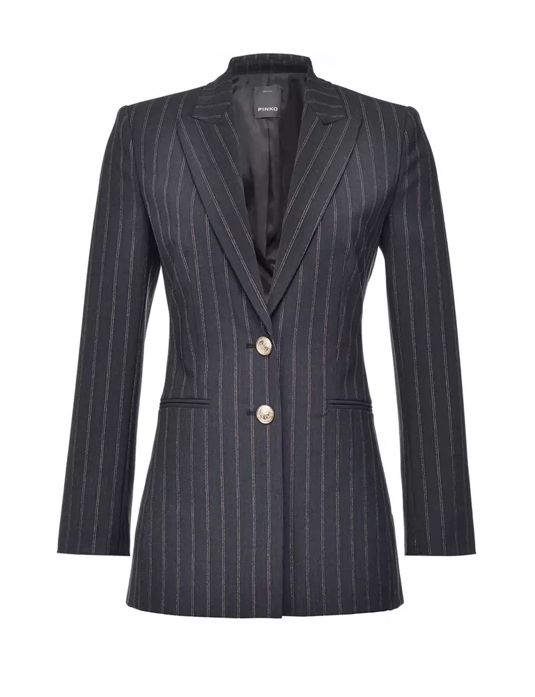 PINKO Women's Elegant Pinstripe Stretch Wool Blazer