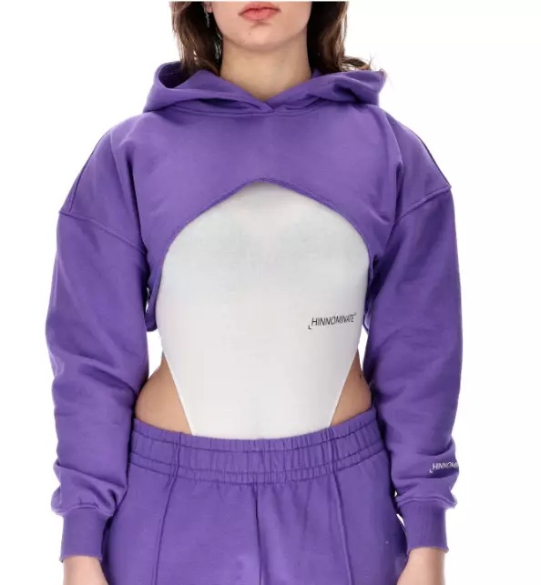 Hinnominate Women's Chic Purple Hooded Cotton Sweater