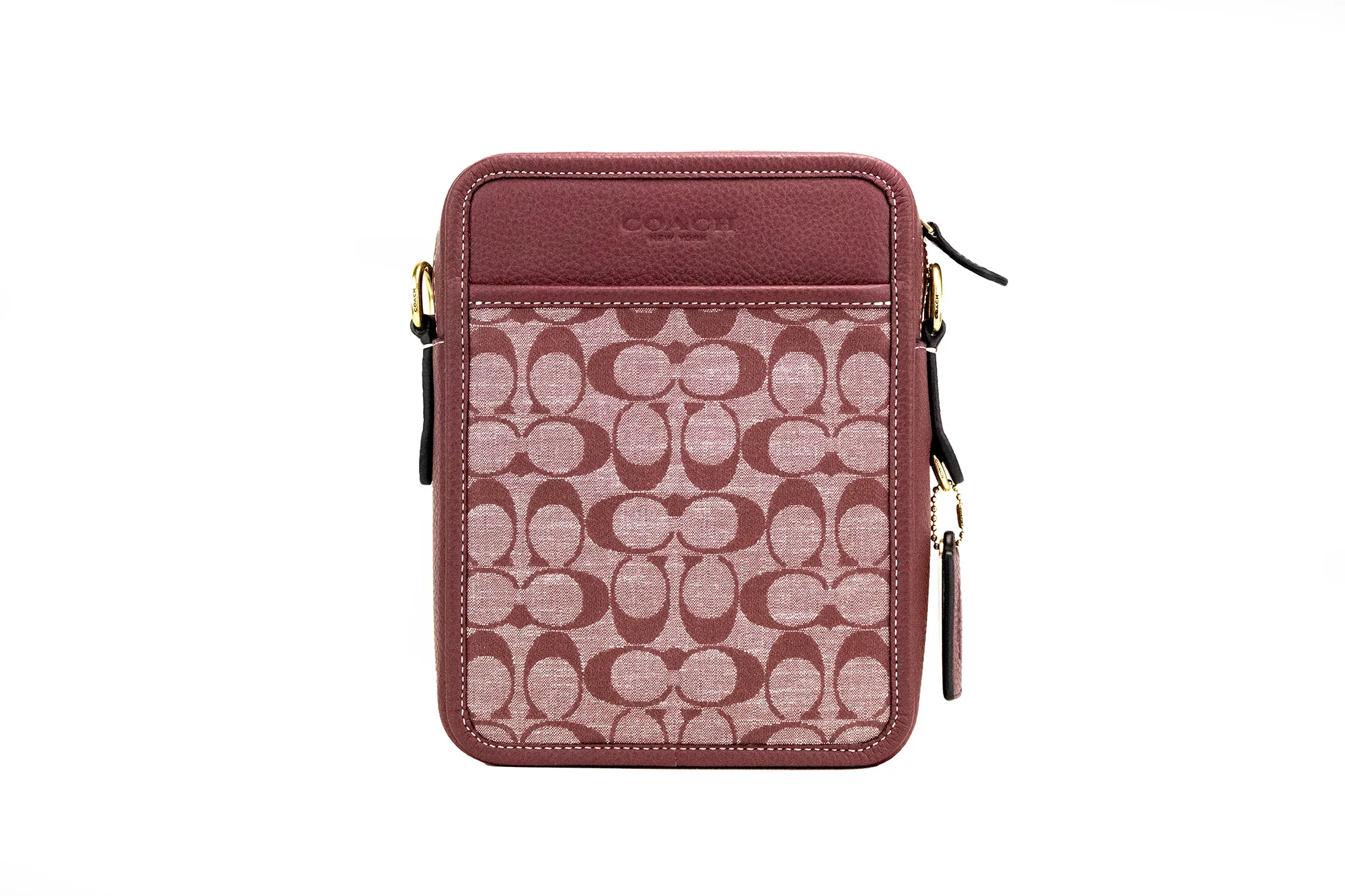 COACH Women's Sullivan Wine Signature Chambray Canvas Leather Crossbody Bag