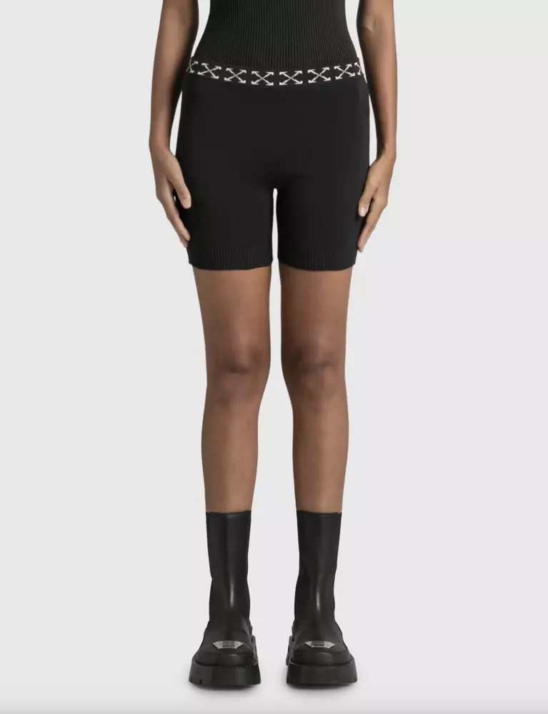 Off-White Women's Sleek Elastic Logo Band Shorts
