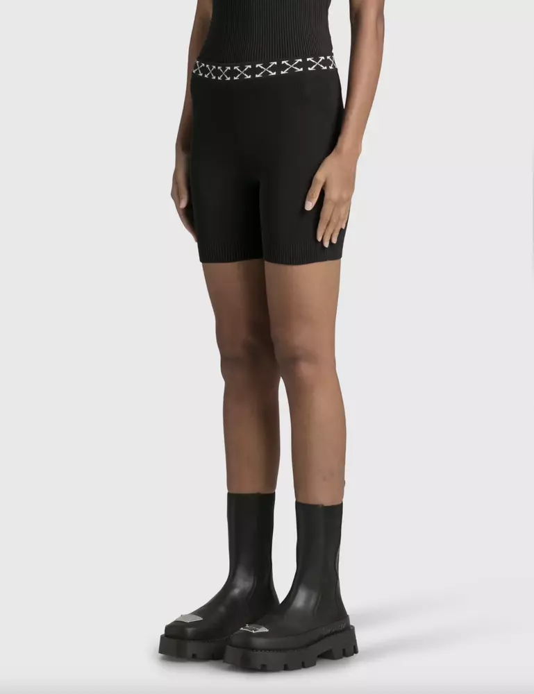 Off-White Women's Sleek Elastic Logo Band Shorts
