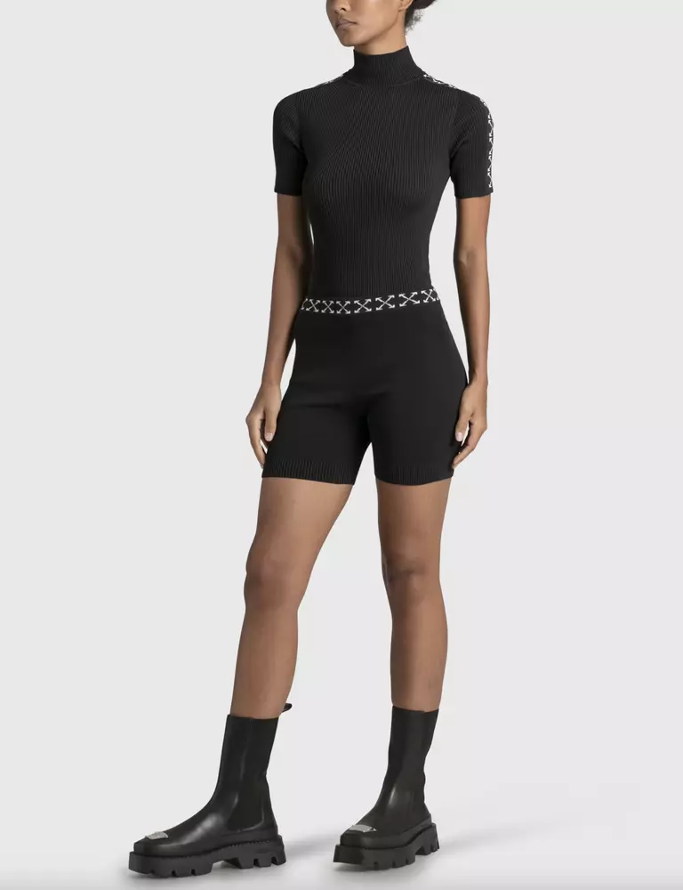 Off-White Women's Sleek Elastic Logo Band Shorts