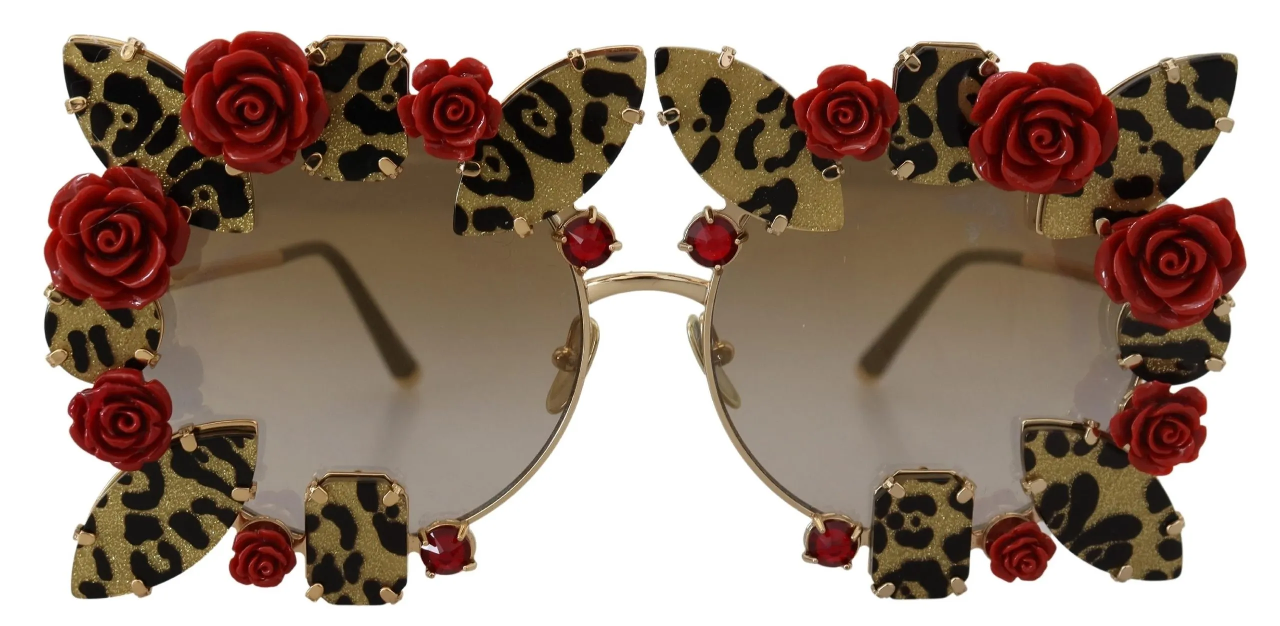 Dolce & Gabbana Women's Elegant Round Rose-Embellished Sunglasses