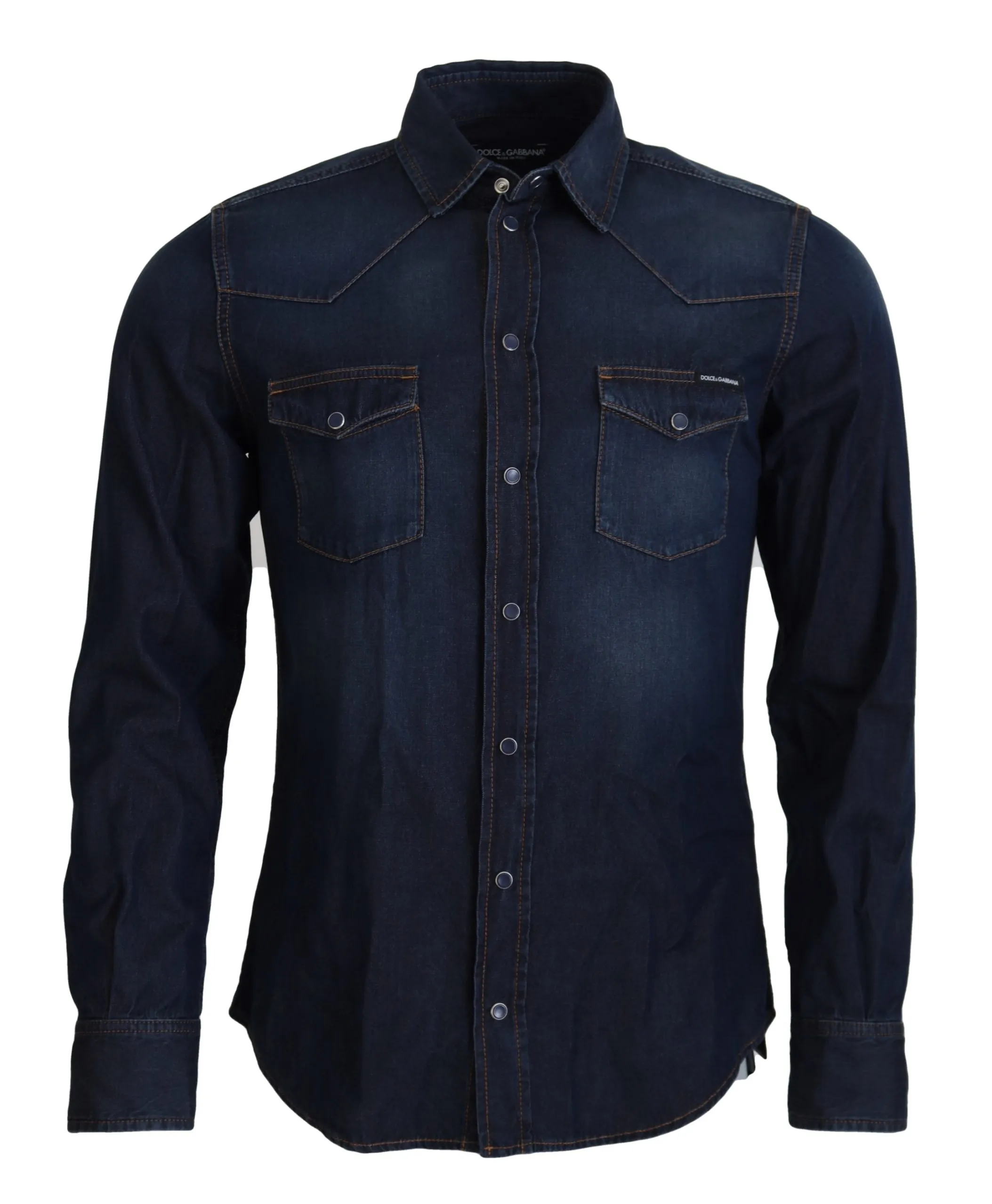 Dolce & Gabbana Men's Slim Fit Casual Denim Shirt in Blue