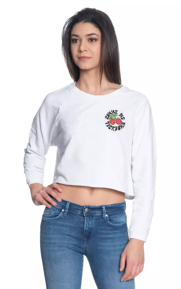Comme Des Fuckdown Women's Chic Raw Cut Crewneck Sweatshirt - White