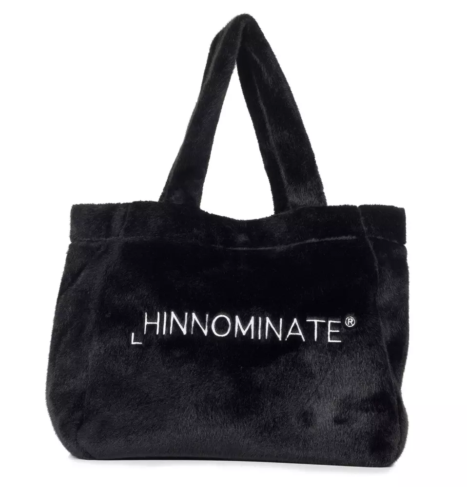 Hinnominate Women's Elegant Faux Fur Shopper Bag with Embroidered Logo