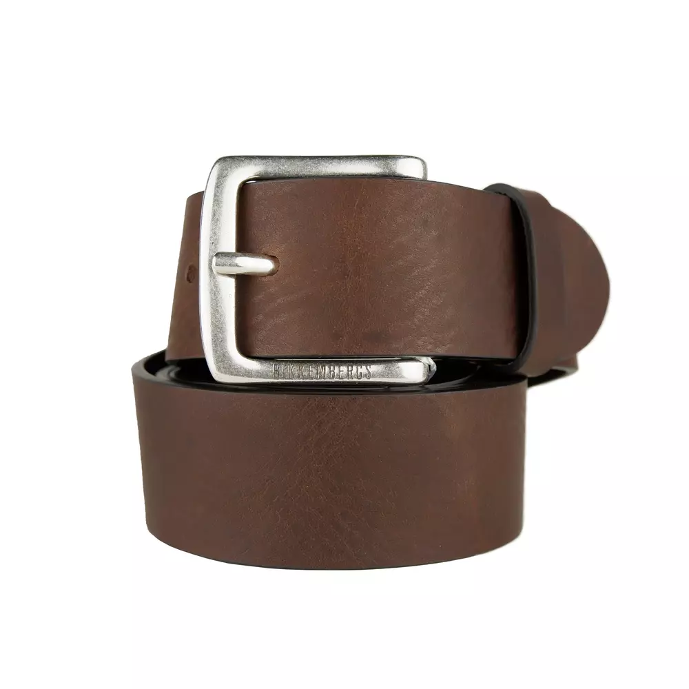 Bikkembergs Men's Dapper Dark Brown Calfskin Leather Belt