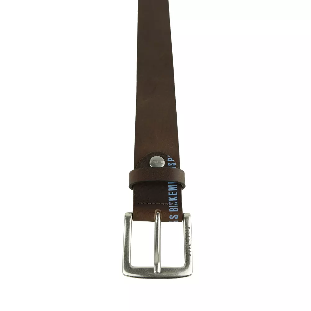 Bikkembergs Men's Dapper Dark Brown Calfskin Leather Belt