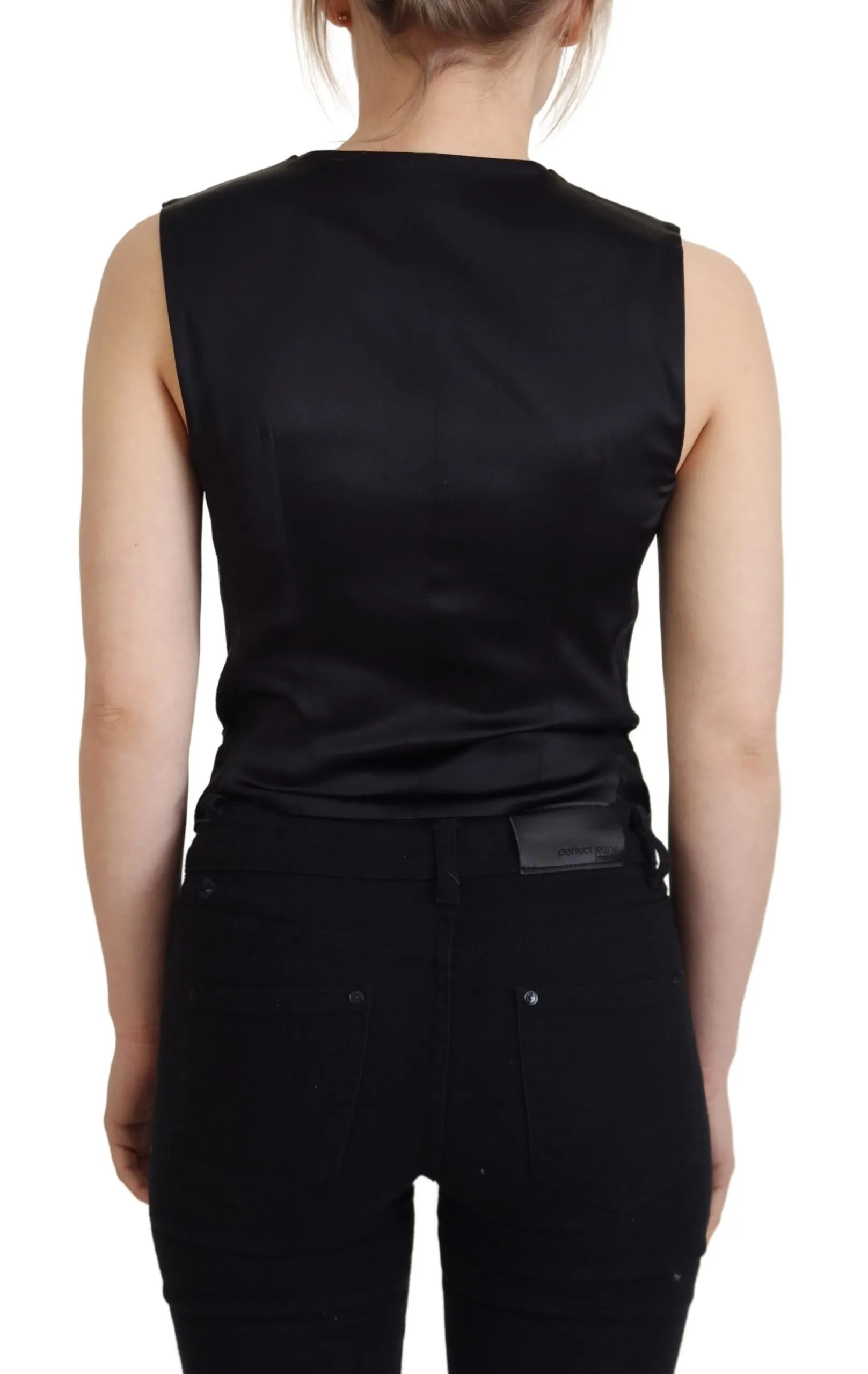 Dolce & Gabbana Women's Elegant Black Silk Blend Waistcoat Vest