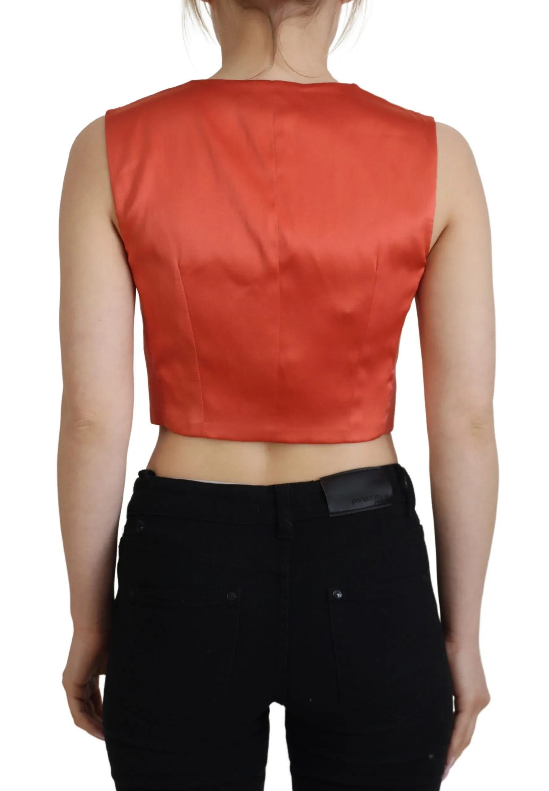 Dolce & Gabbana Women's Elegant Orange Silk Waistcoat