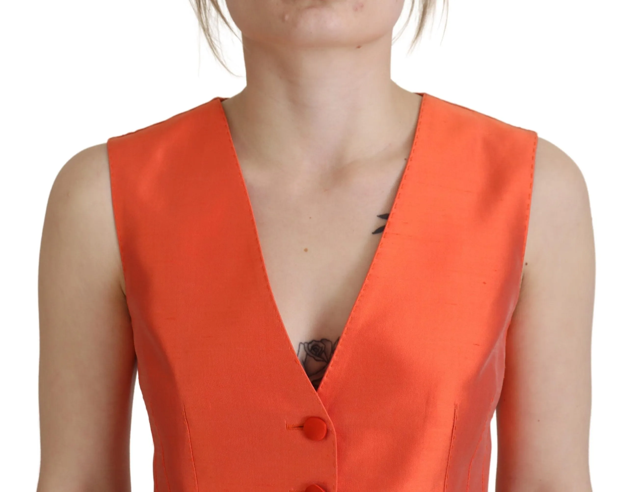 Dolce & Gabbana Women's Elegant Orange Silk Waistcoat