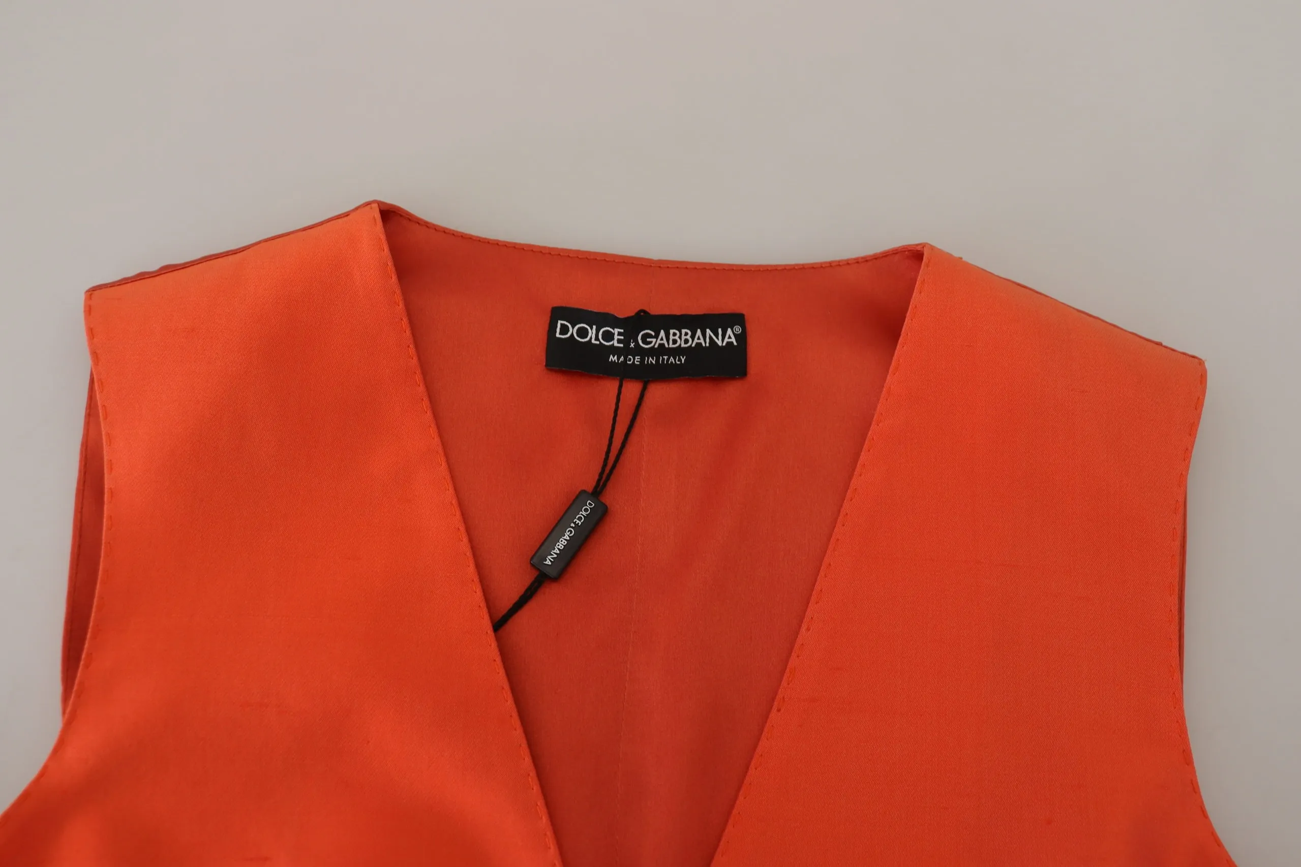 Dolce & Gabbana Women's Elegant Orange Silk Waistcoat