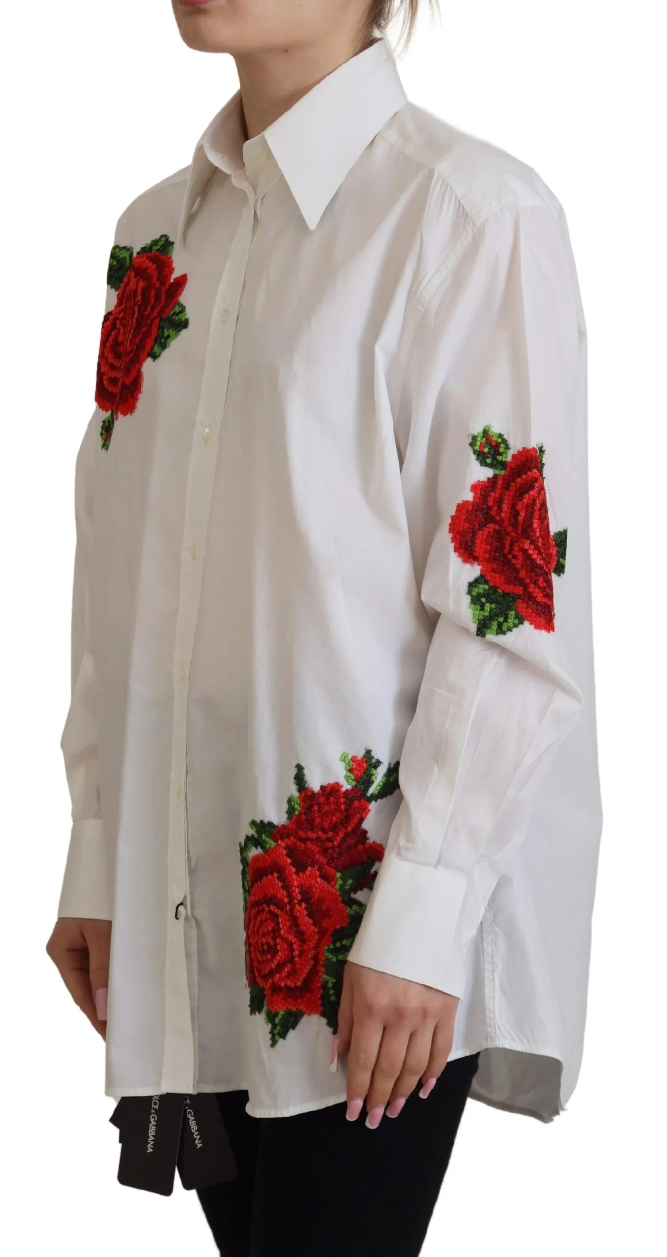 Dolce & Gabbana Women's Elegant Floral Embroidered Silk Blend Shirt