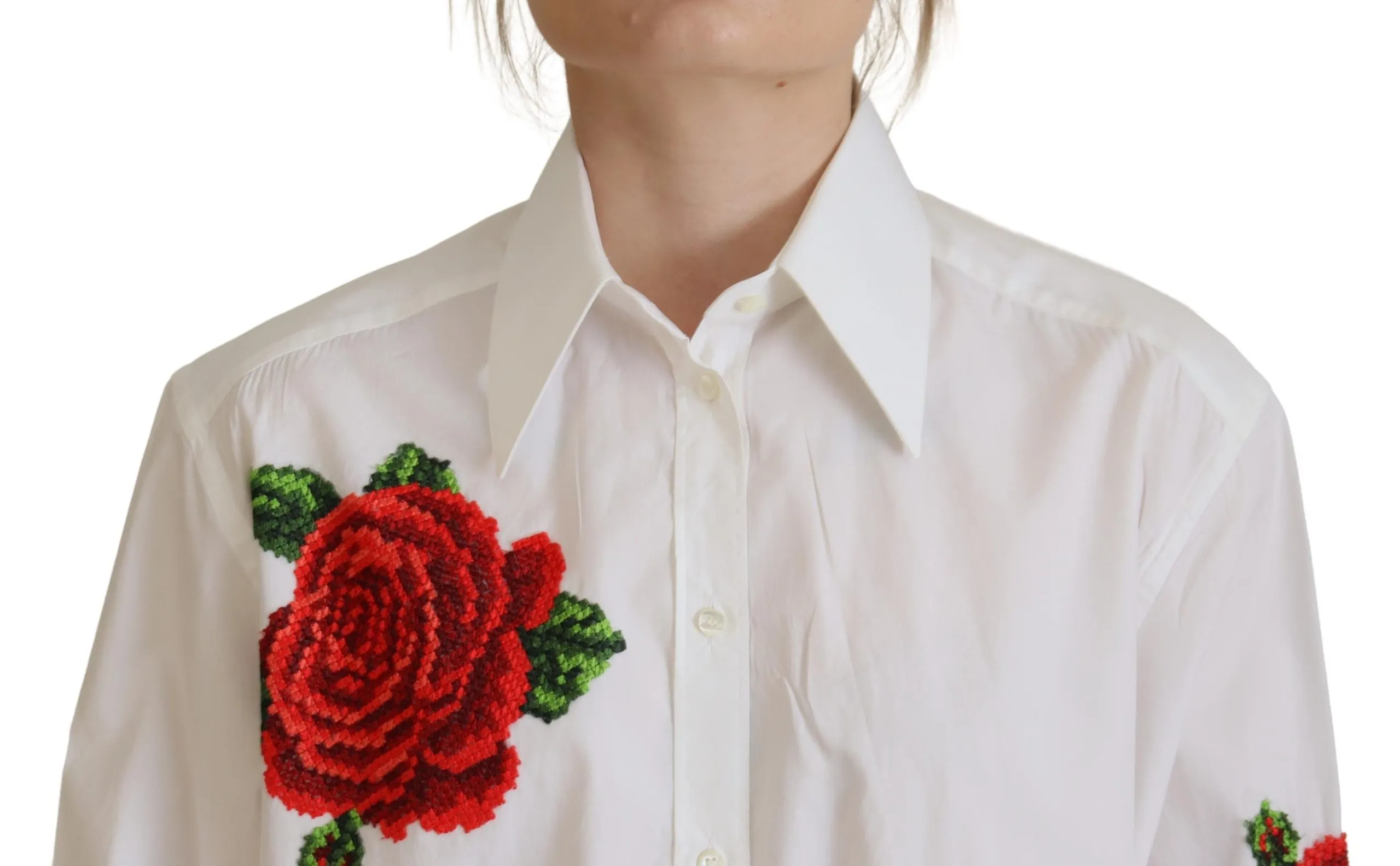 Dolce & Gabbana Women's Elegant Floral Embroidered Silk Blend Shirt