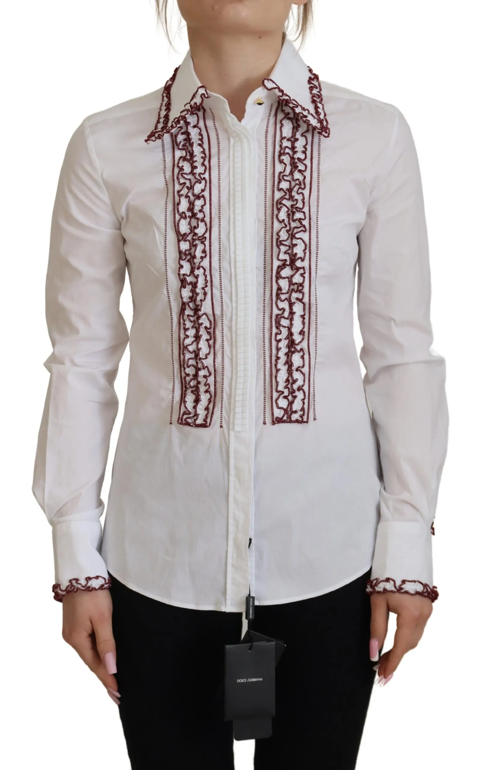 Dolce & Gabbana Women's Elegant White Cotton Polo Top