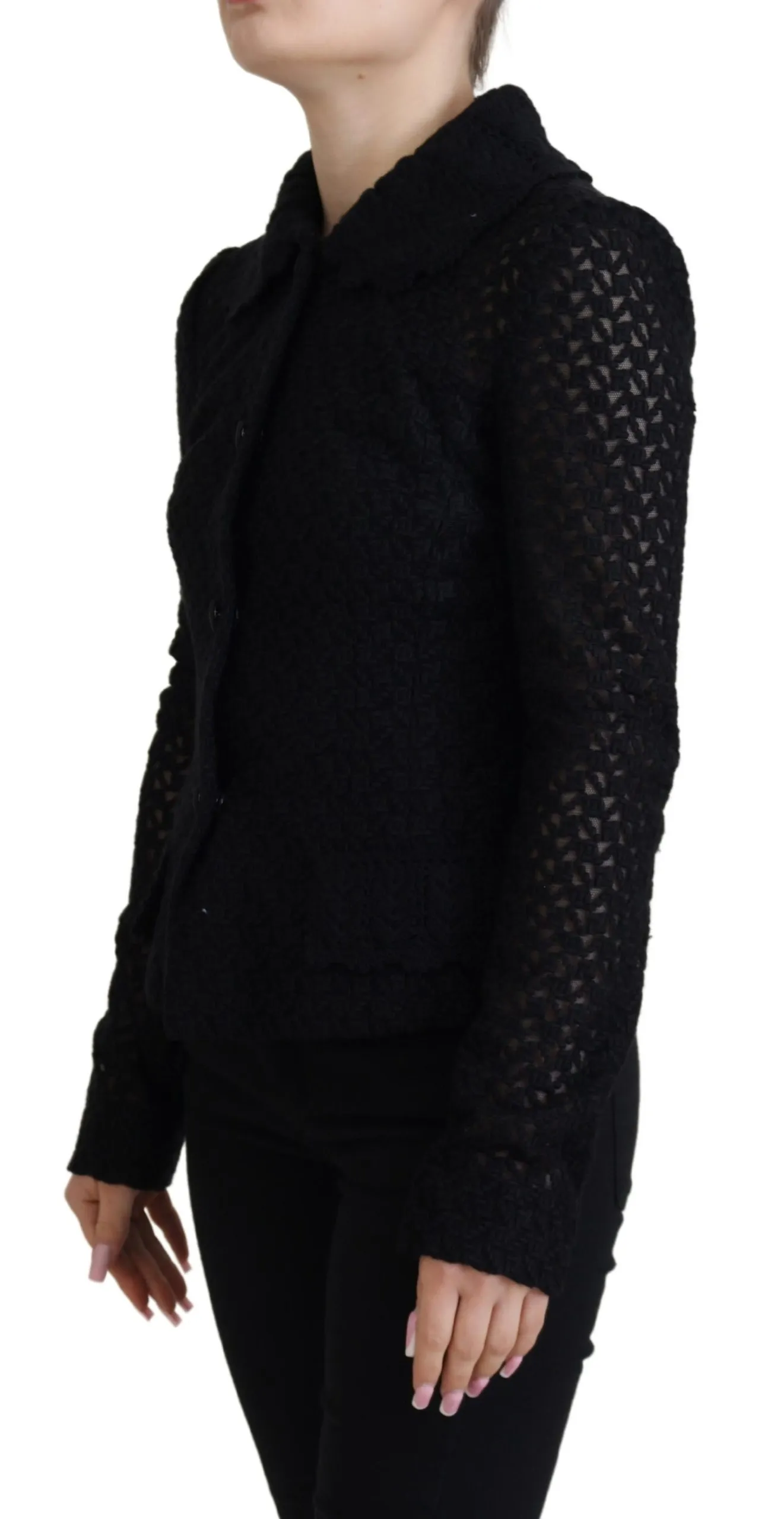 Dolce & Gabbana Women's Elegant Black Wool Blend Button Down Jacket