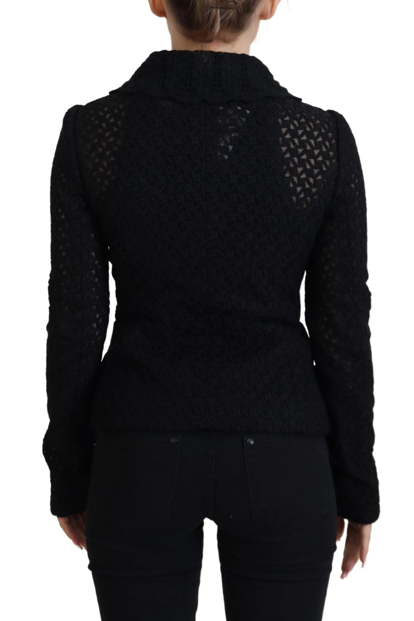 Dolce & Gabbana Women's Elegant Black Wool Blend Button Down Jacket