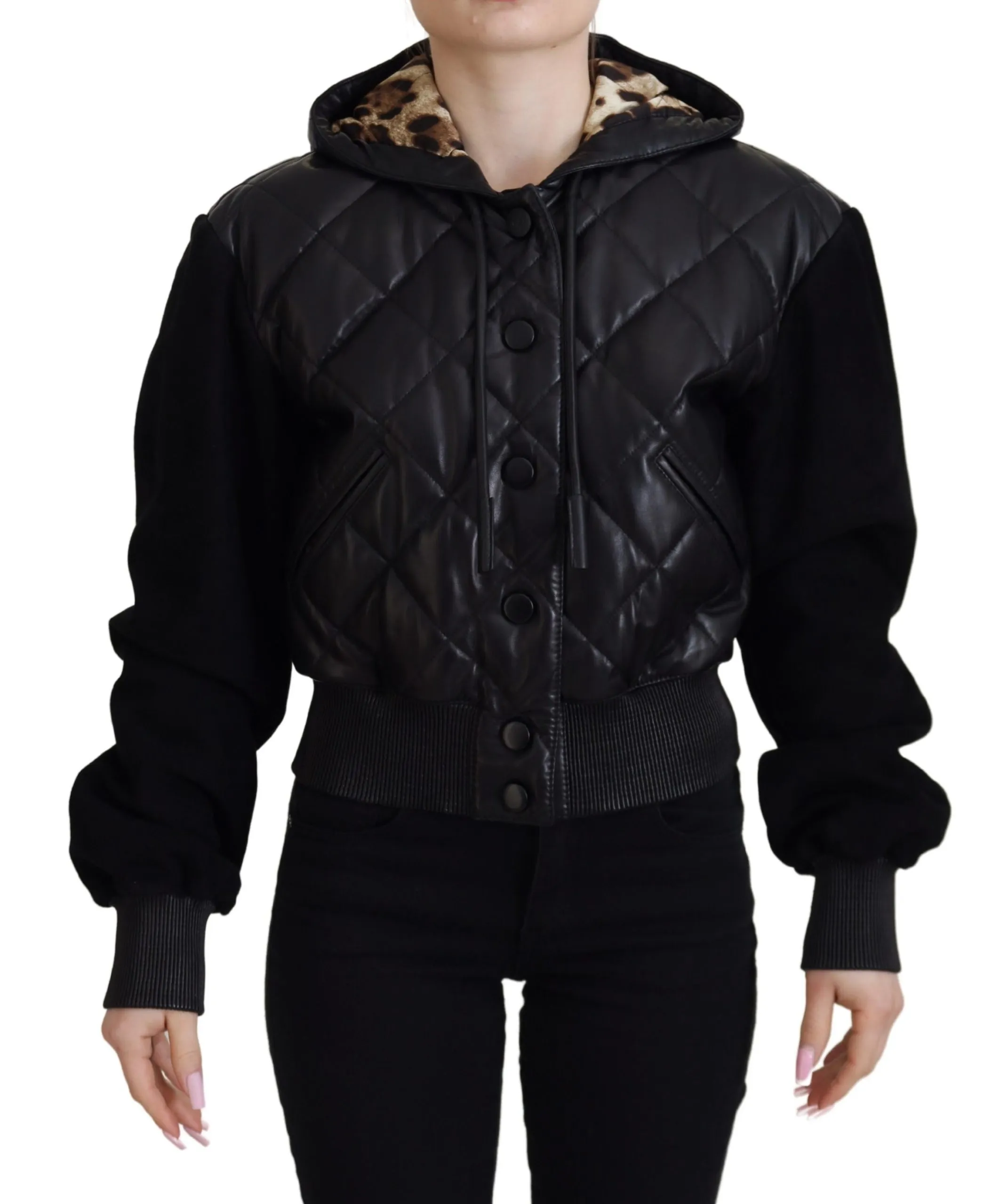 Dolce & Gabbana Women's Elegant Quilted Leather Jacket with Hood
