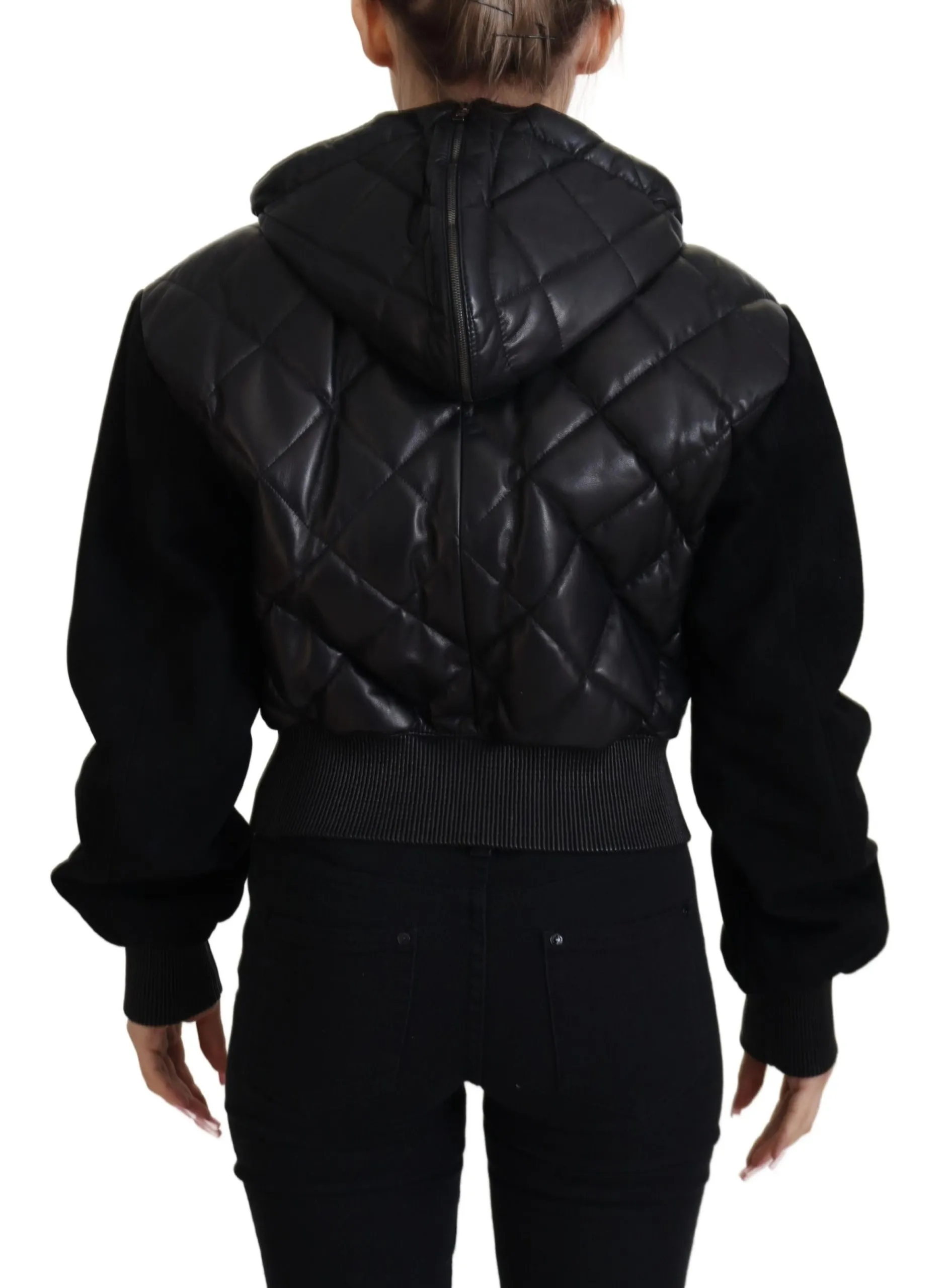 Dolce & Gabbana Women's Elegant Quilted Leather Jacket with Hood