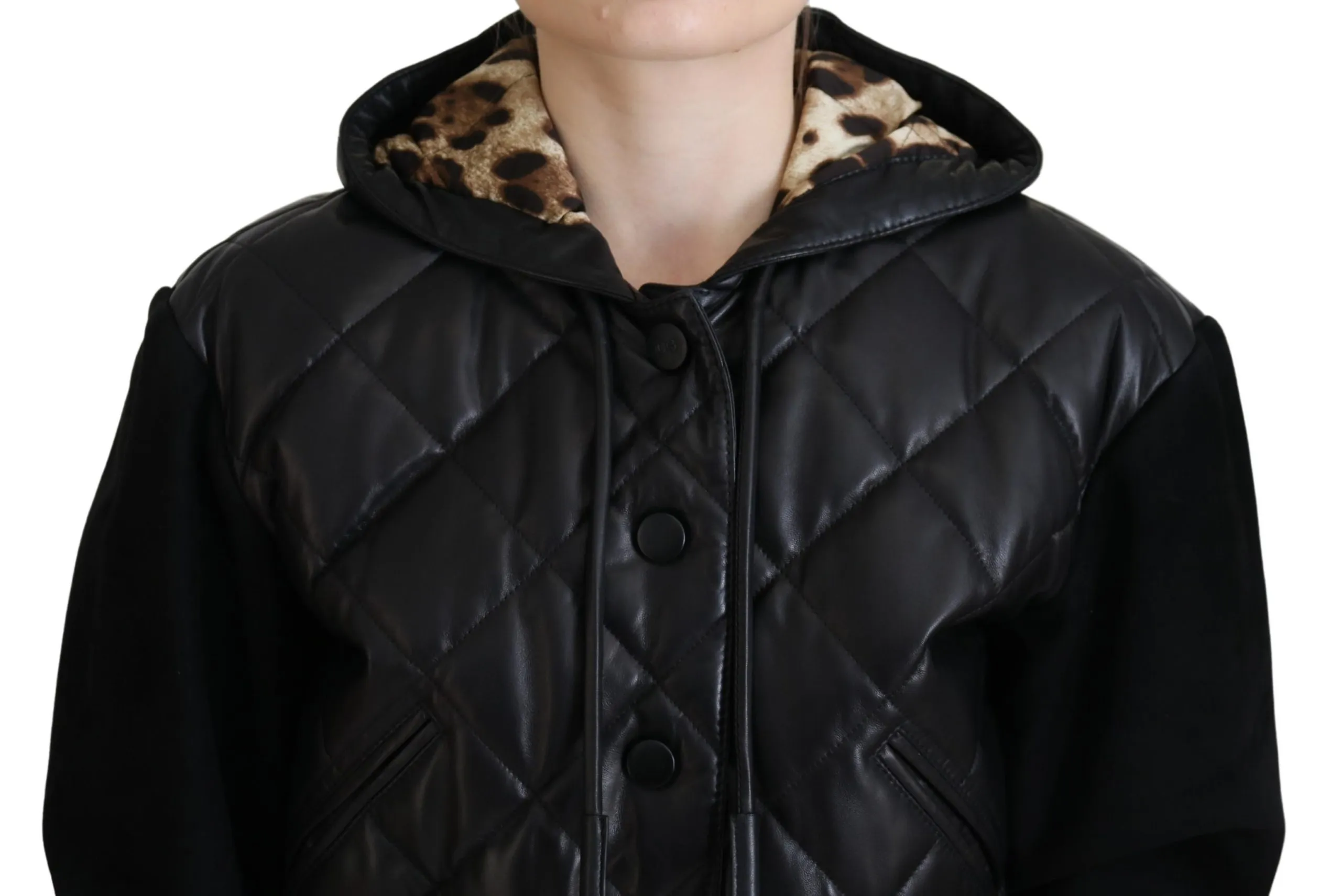 Dolce & Gabbana Women's Elegant Quilted Leather Jacket with Hood