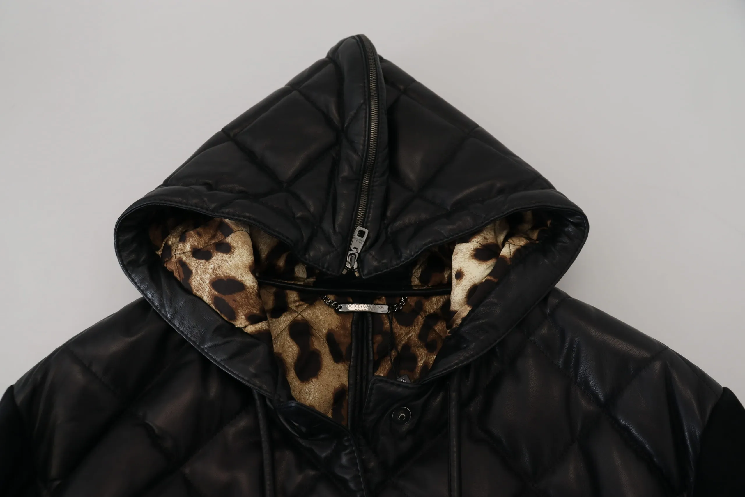 Dolce & Gabbana Women's Elegant Quilted Leather Jacket with Hood